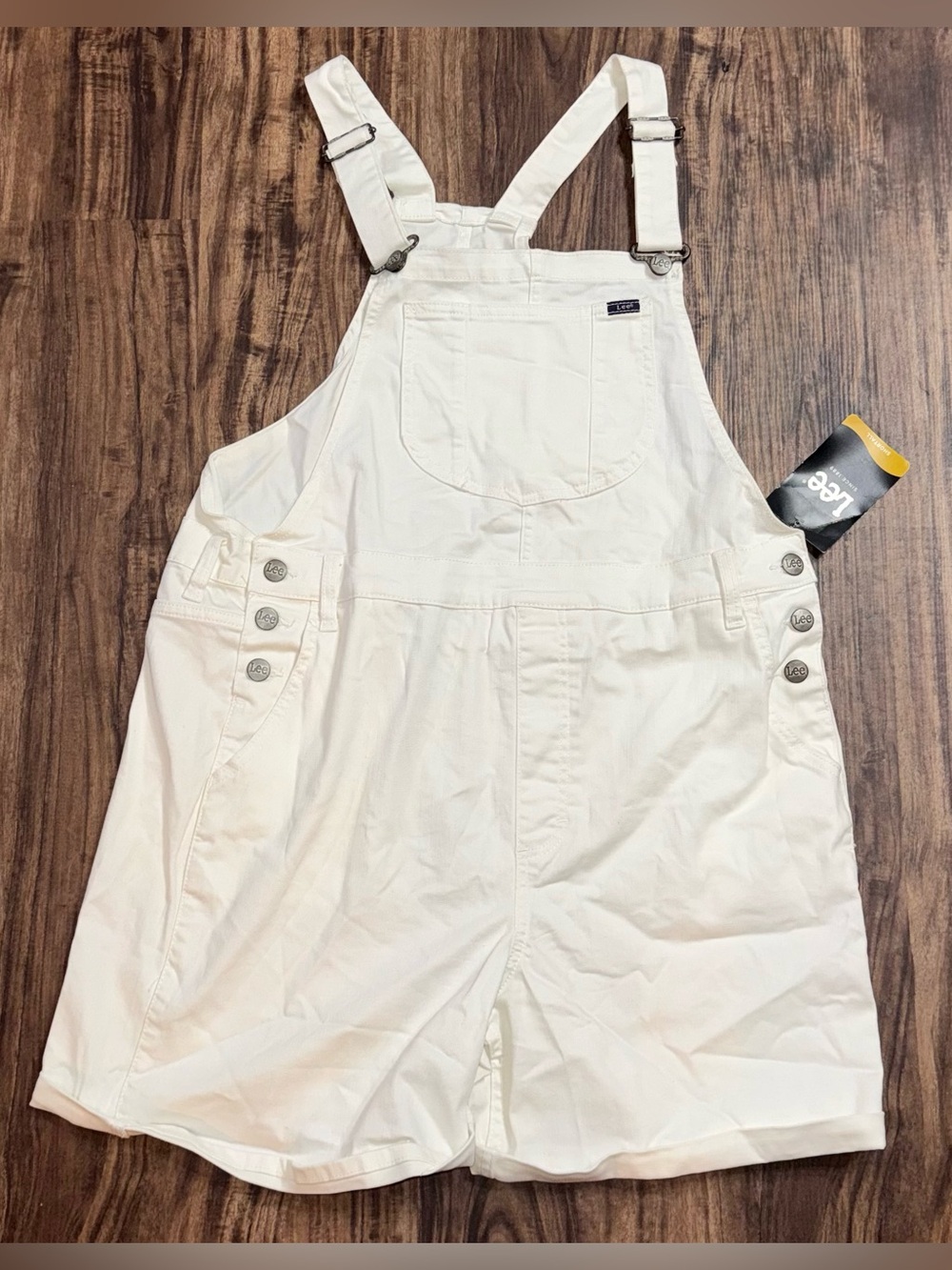 Lee Women's Bright White Short Overalls Shortall XL NWT